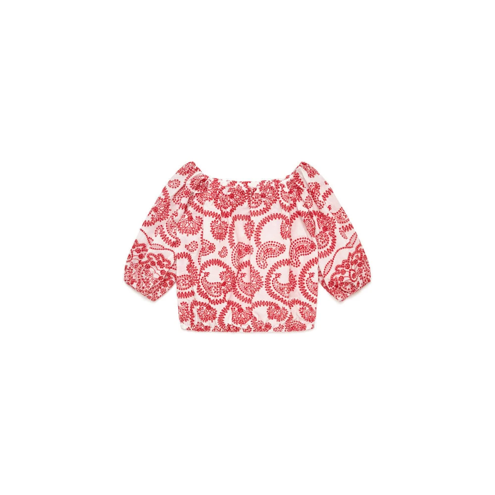 Maliparmi Women's Red Blouses, M, Broderie Anglaise Shirt