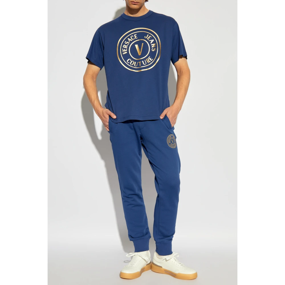 Versace Jeans Couture Broek met logo Blue Heren
