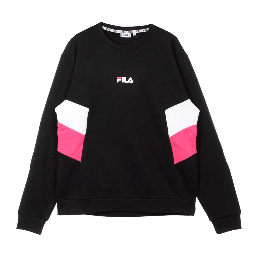 Fila Zwart Wit Roze Lichtgewicht Crewneck Sweatshirt Black Heren