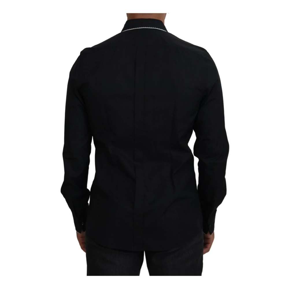 Dolce & Gabbana Zwarte Slim Fit Katoenen Overhemd Black Heren