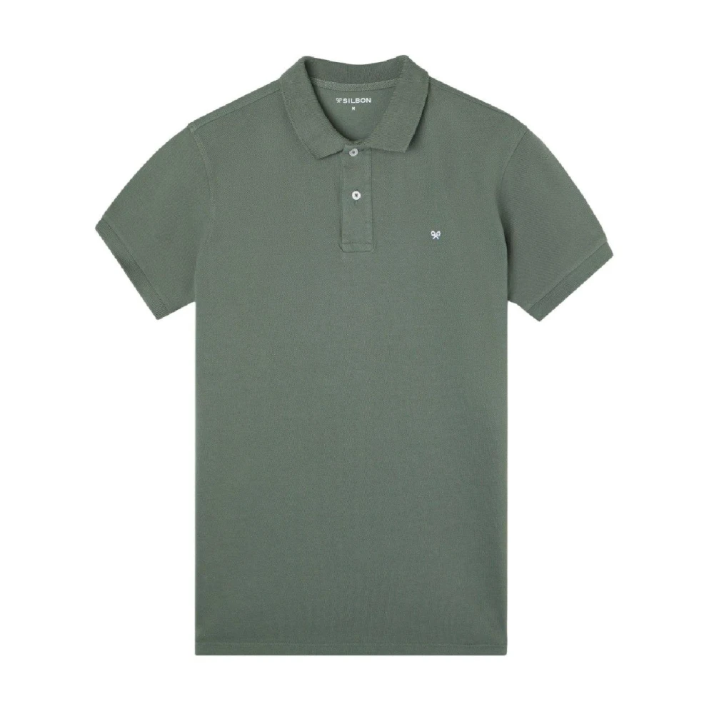 Silbon Herr Grön Toppar L, Bomull, Classic Polo