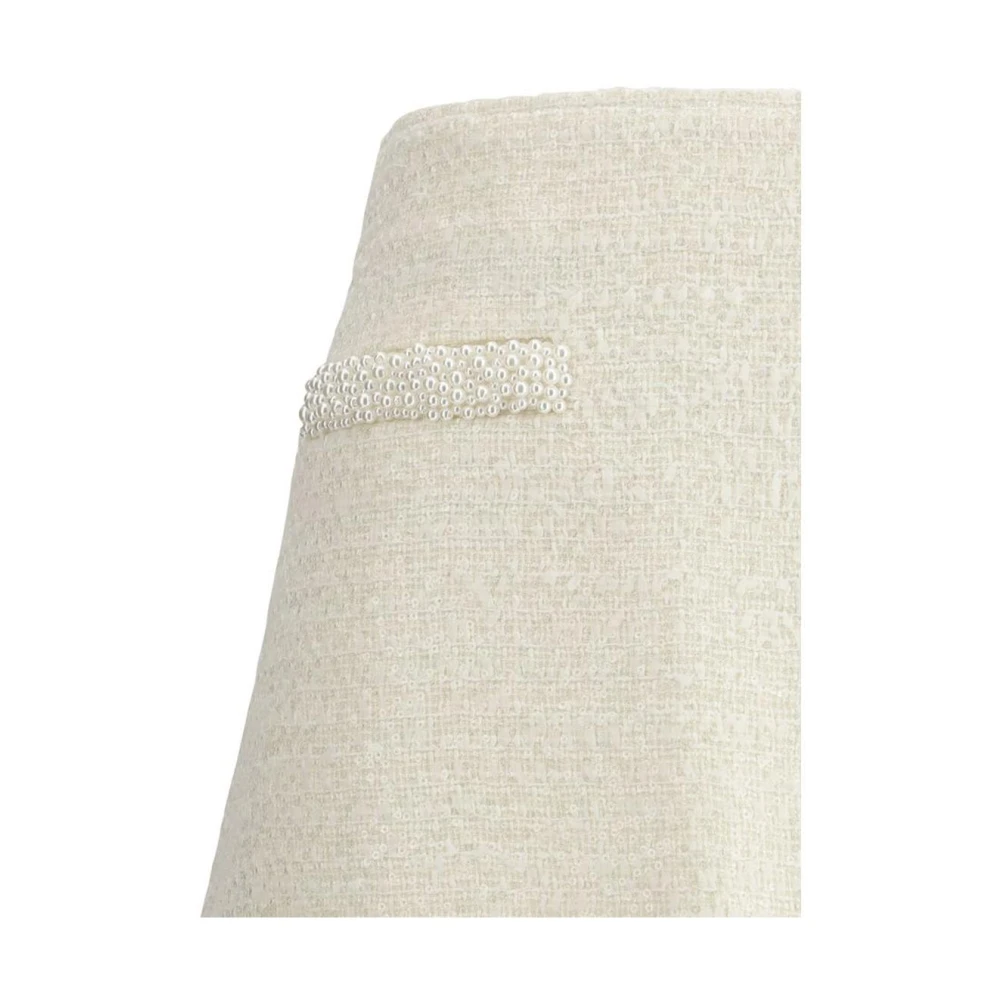 Self Portrait Parelversierde Bouclé Minirok Beige Dames
