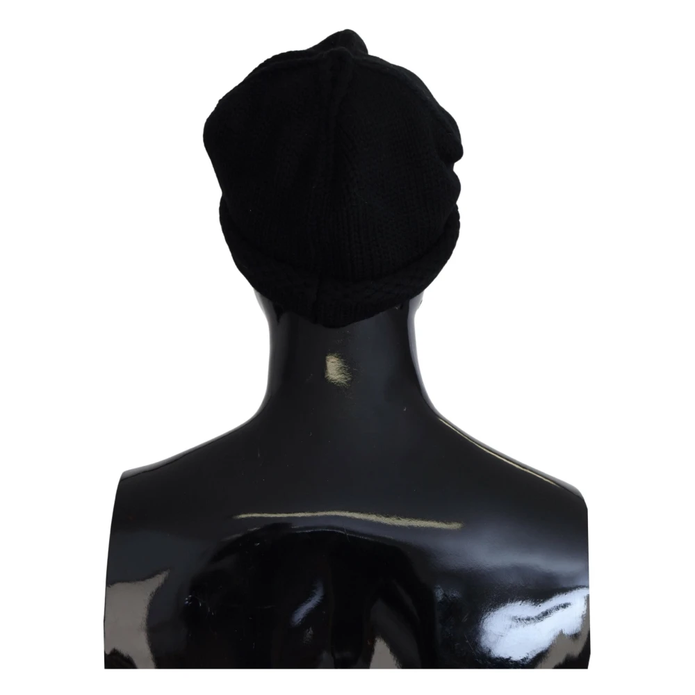 Dolce & Gabbana Luxe Zwarte Gebreide Beanie Muts Black Dames
