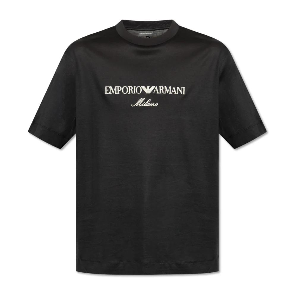 Emporio Armani T-shirt met geborduurd logo Black Heren