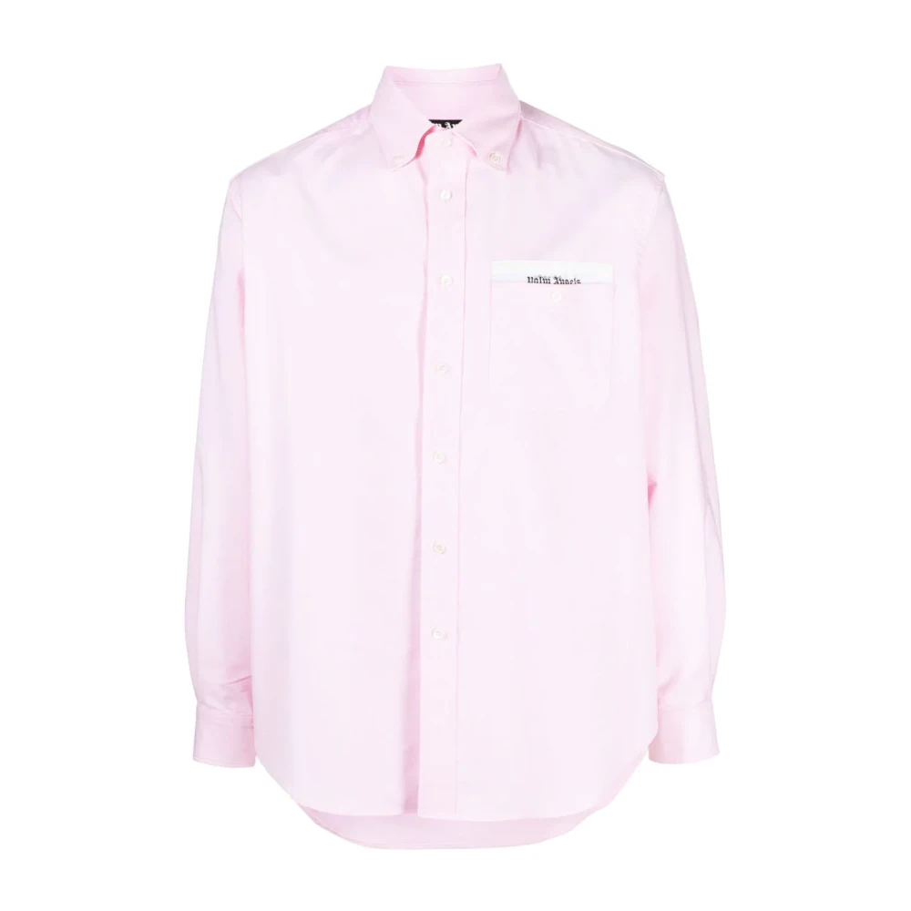 Palm Angels Roze Op Maat Gemaakt Overhemd met Bedrukt Lint Pink Heren