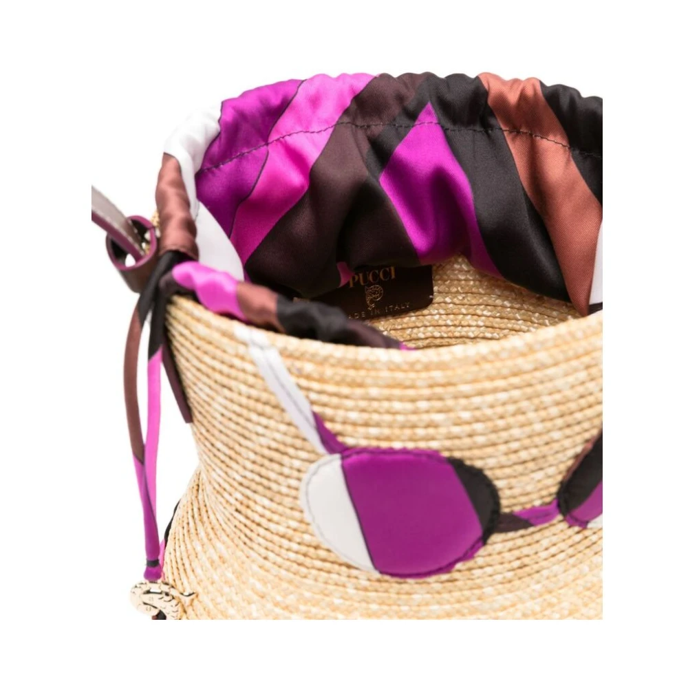 EMILIO PUCCI Stro Trekkoordtas met Bikini Motief Beige Dames