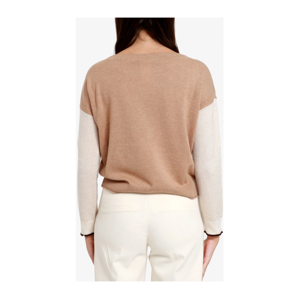 Pennyblack Kleur Blok Wol Kasjmier Trui Brown Dames