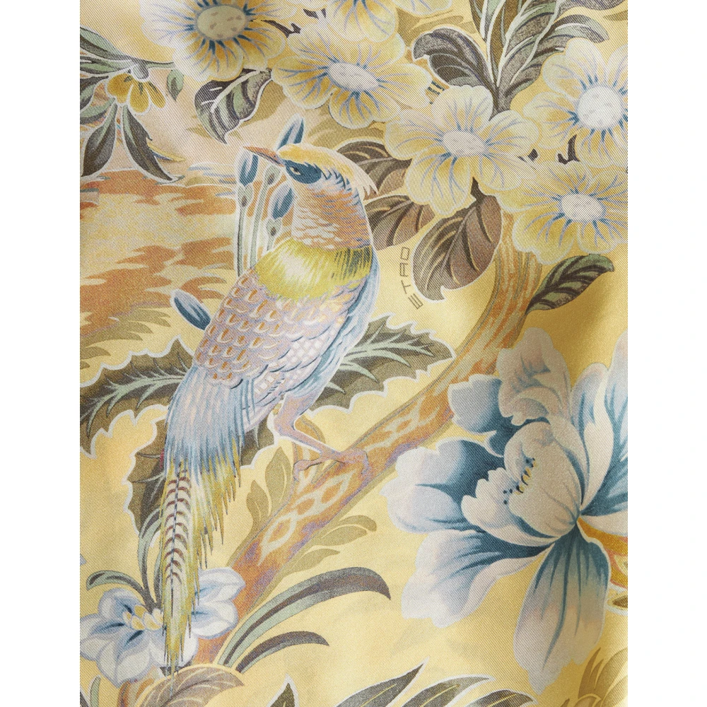ETRO Gele Bloemen Zijden Bowling Shirt Multicolor Heren