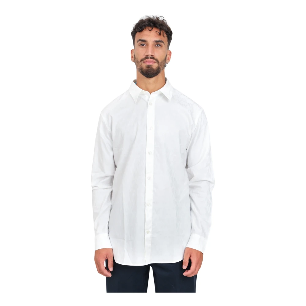 Armani Exchange Elegant Wit Overhemd van Jacquardkatoen White Heren