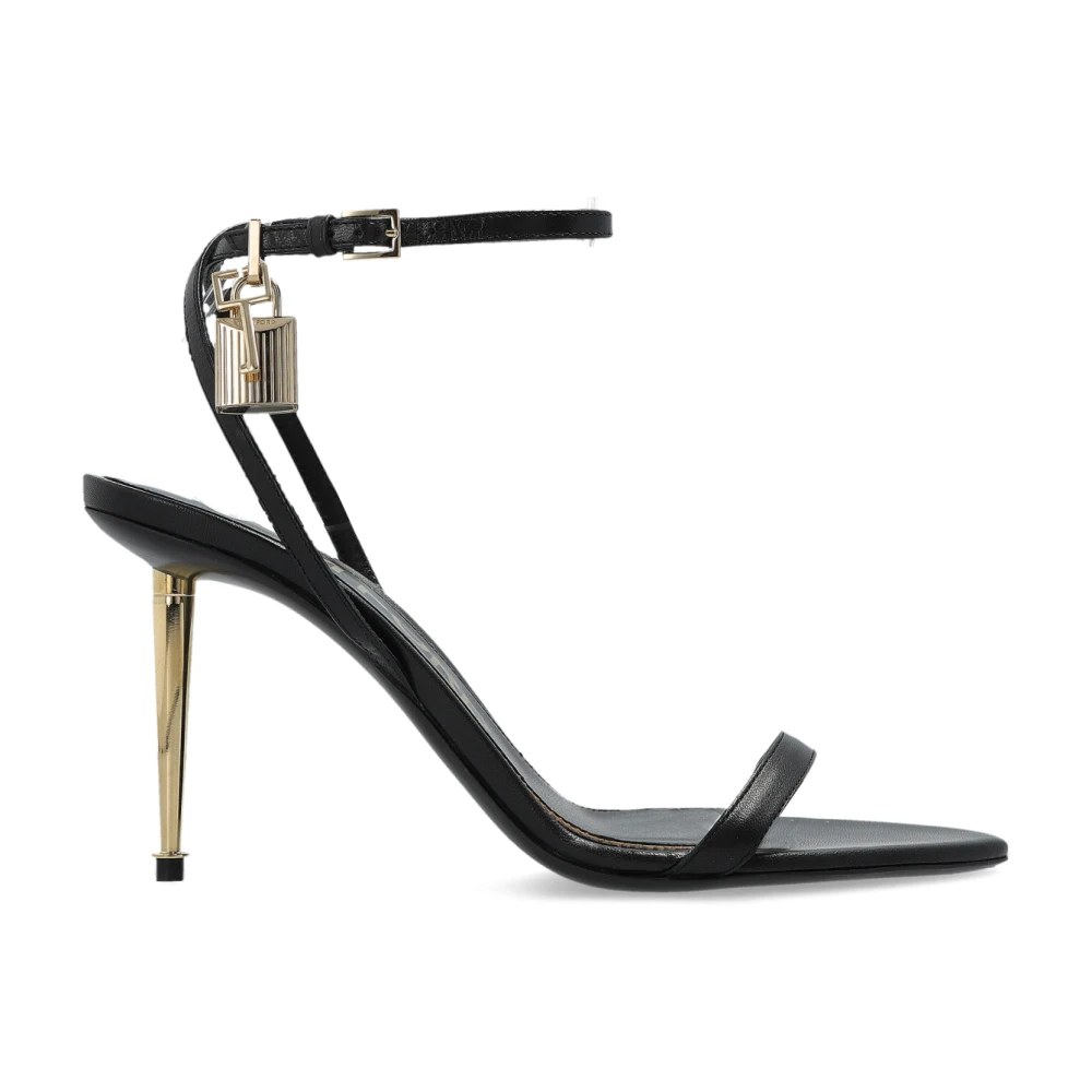 Tom Ford Women's Black High Heel Sandals, 3 Uk, Padlock Sandal