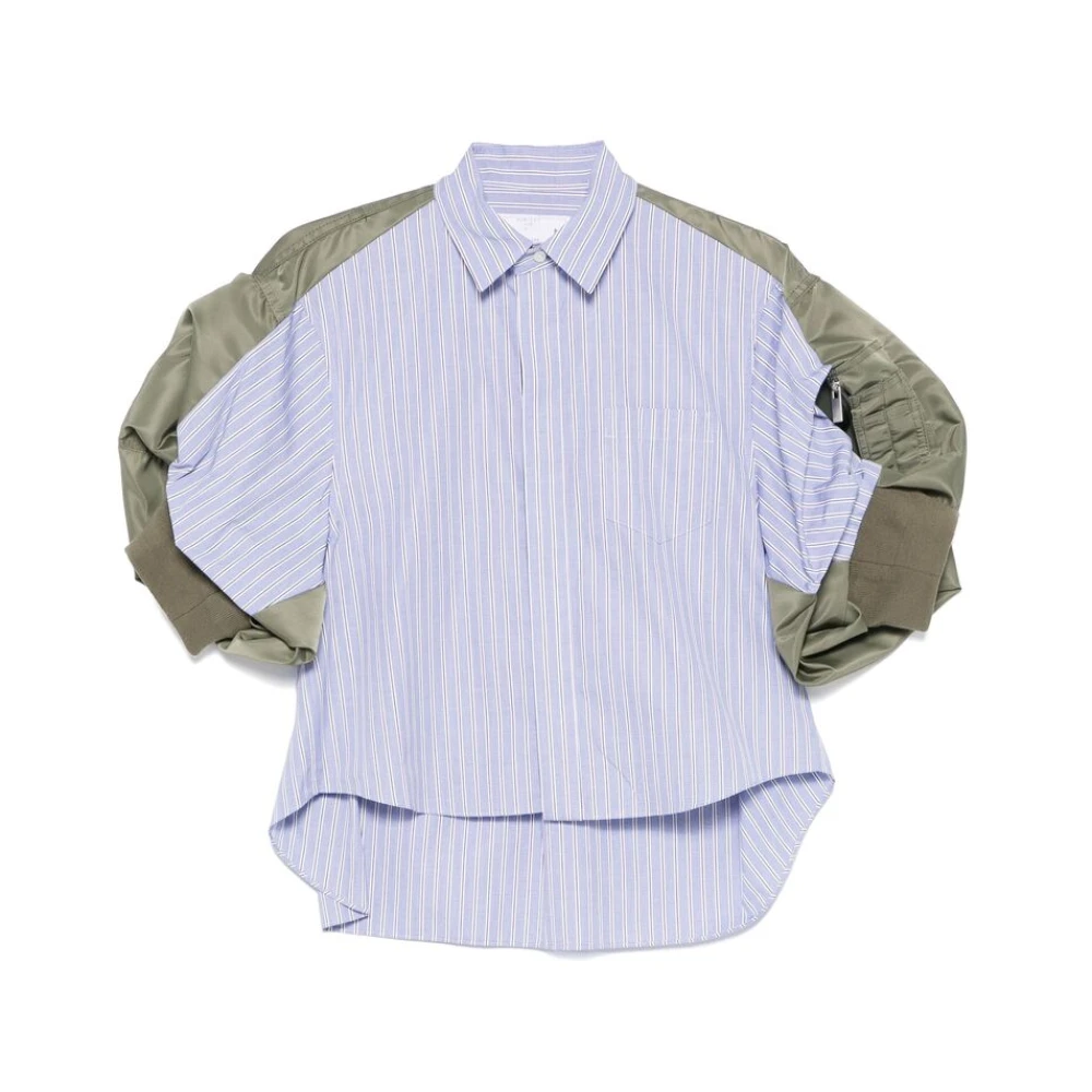 Sacai Blauwe Sweater met Voorknoop Multicolor Dames