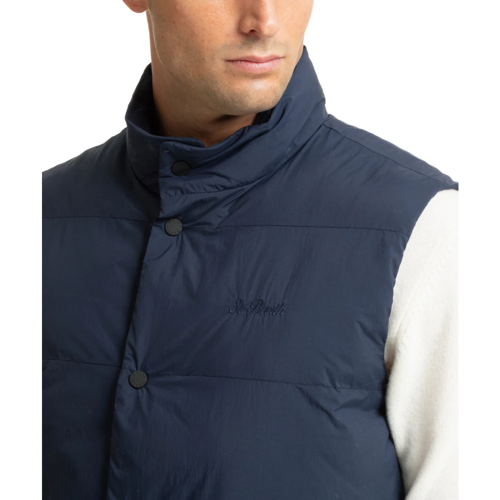 MC2 Saint Barth Effen Vest met Logo Details Blue Heren