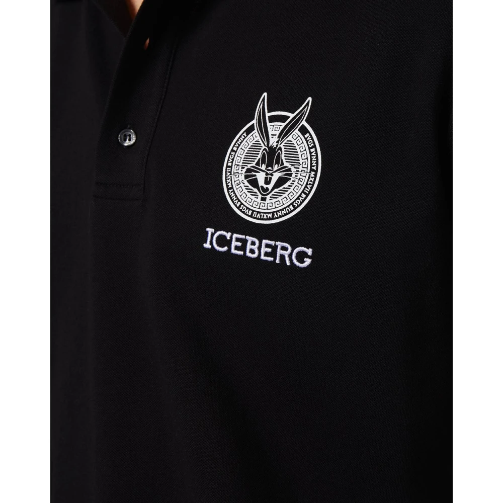 Iceberg Polo shirt met cartoonafbeeldingen Black Heren