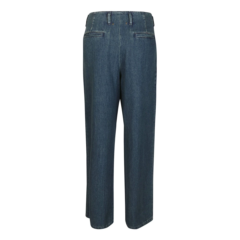 Golden Goose Wide Leg Dirty Wash Jeans Blue Dames