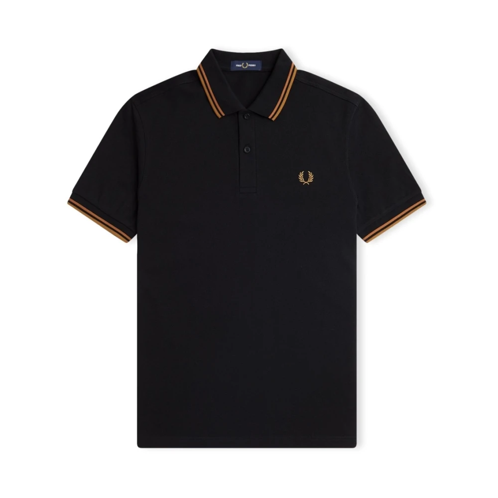 Fred Perry Twin Tipped Shirt van Katoen Black Heren