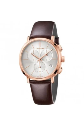 Elegant Quartzklocka med Brunt Läderarmband