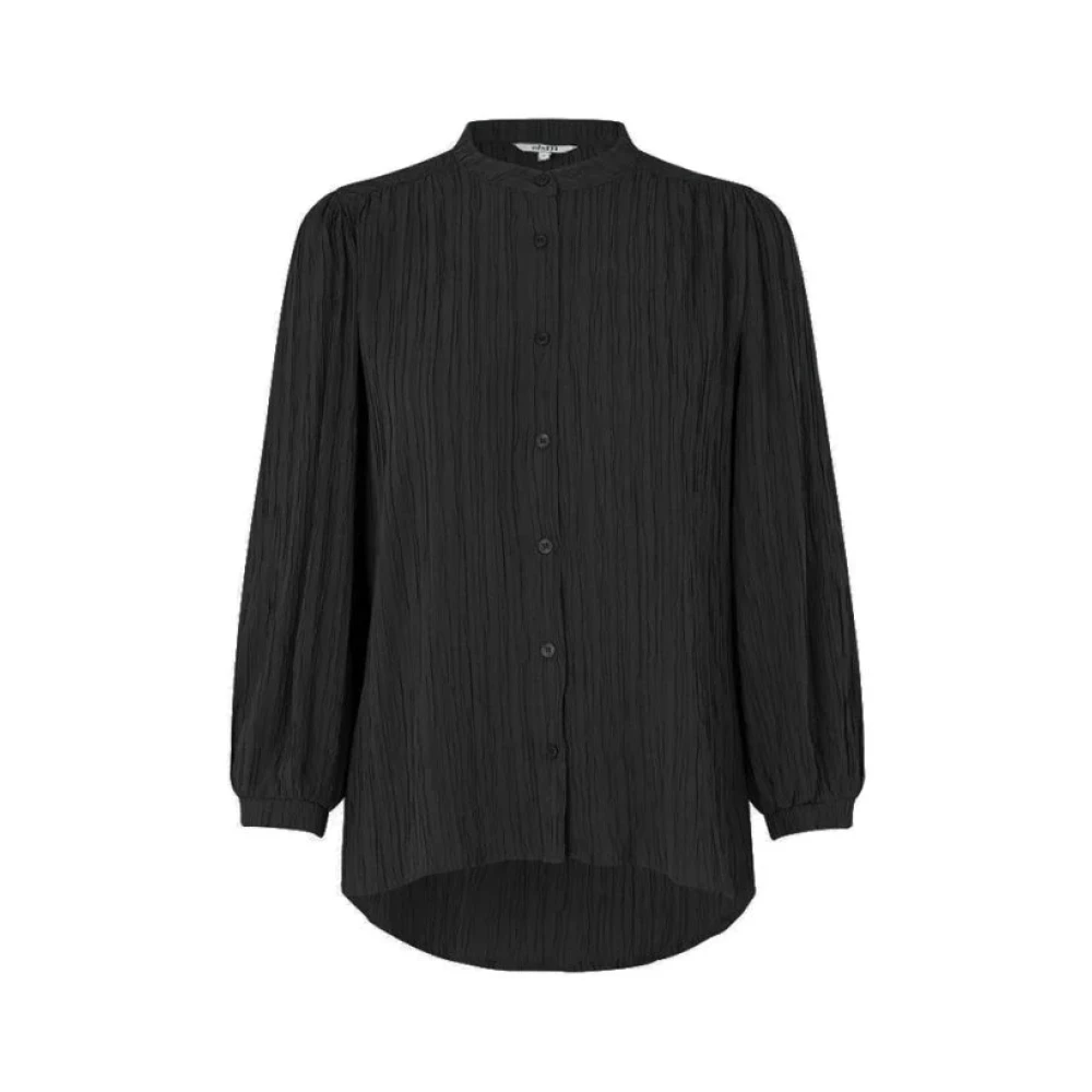 MbyM Zwarte Solstice Blouse met Gestreepte Structuur Black Dames