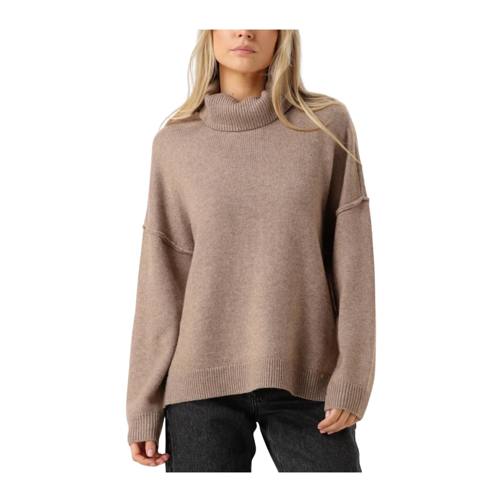 Co'Couture Beige Slit Roll Neck Sweater Beige Dames