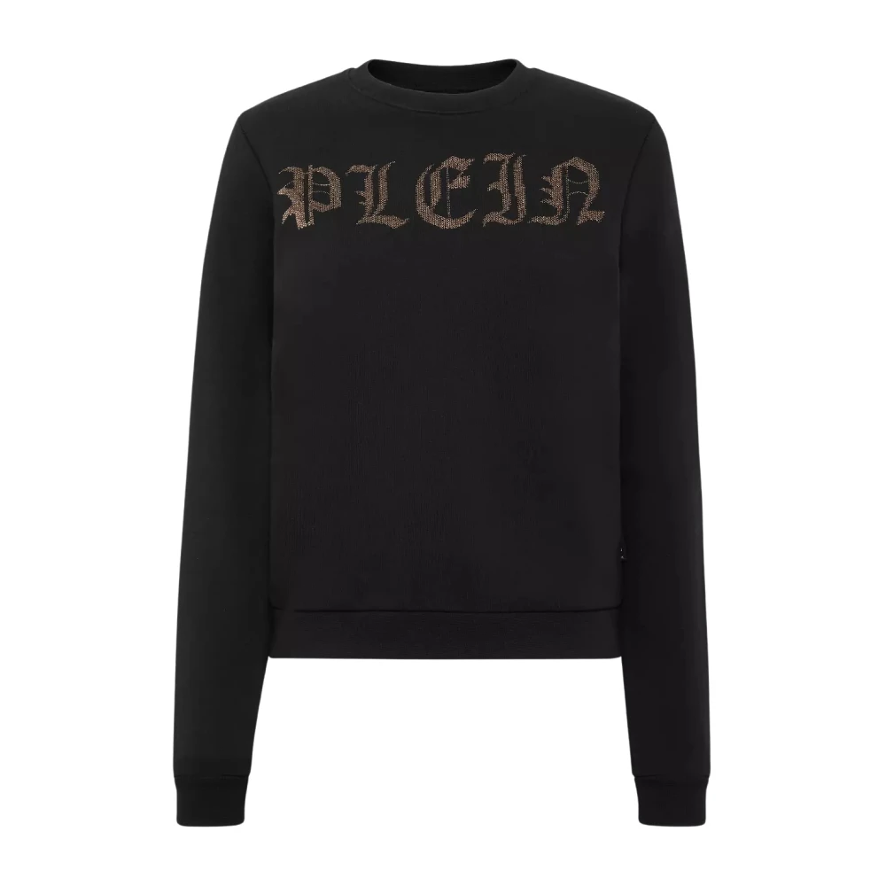 Philipp Plein Women's Black Sweatshirt With Crystal Logo - Sweatshirts - S - Sweatshirts & Hoodies