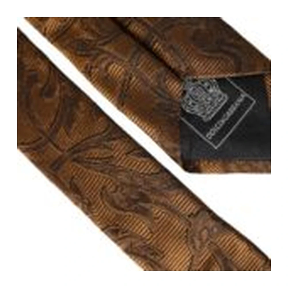 Dolce & Gabbana Bruin Bloemen Zijden Stropdas Brown Heren