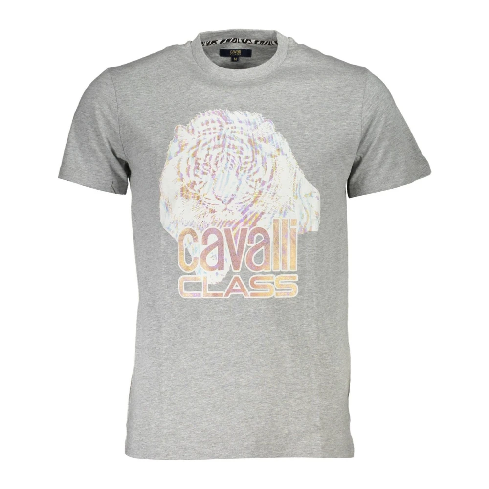 Cavalli Class Men's Gray Short Sleeve Grey T-Shirt - T-Shirts - 2XL - Tops