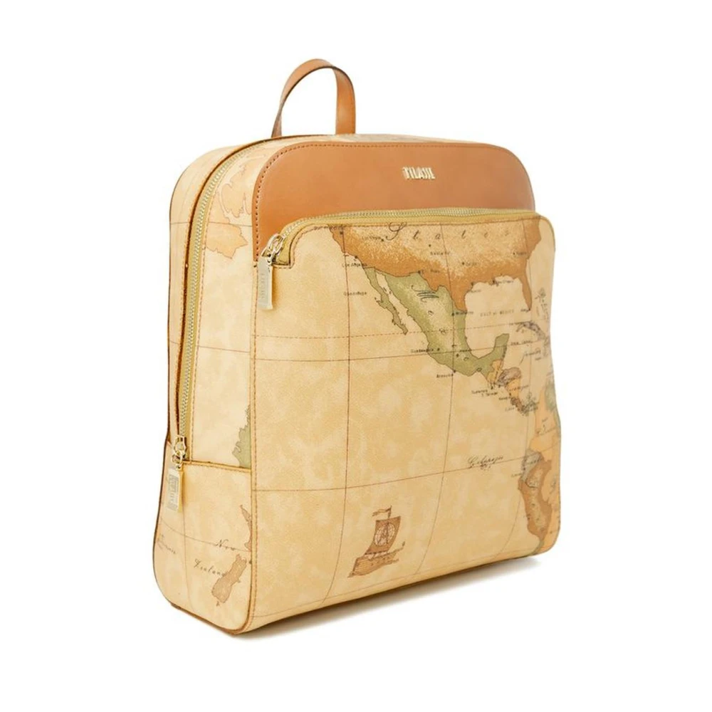 Alviero Martini 1a Classe Multi-Compartiment Leren Rugzak Beige Dames