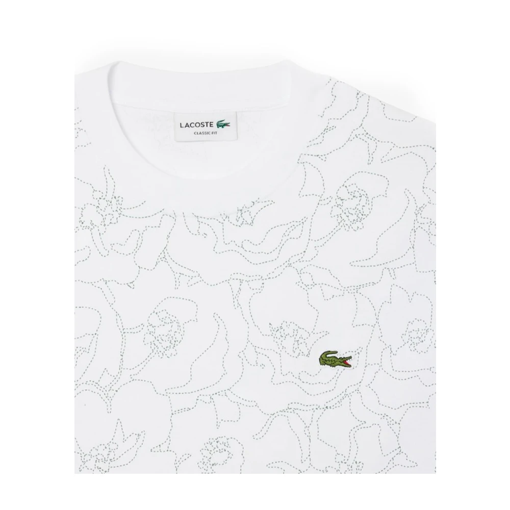 Lacoste Bloemenprint Katoenen T-shirt White Heren
