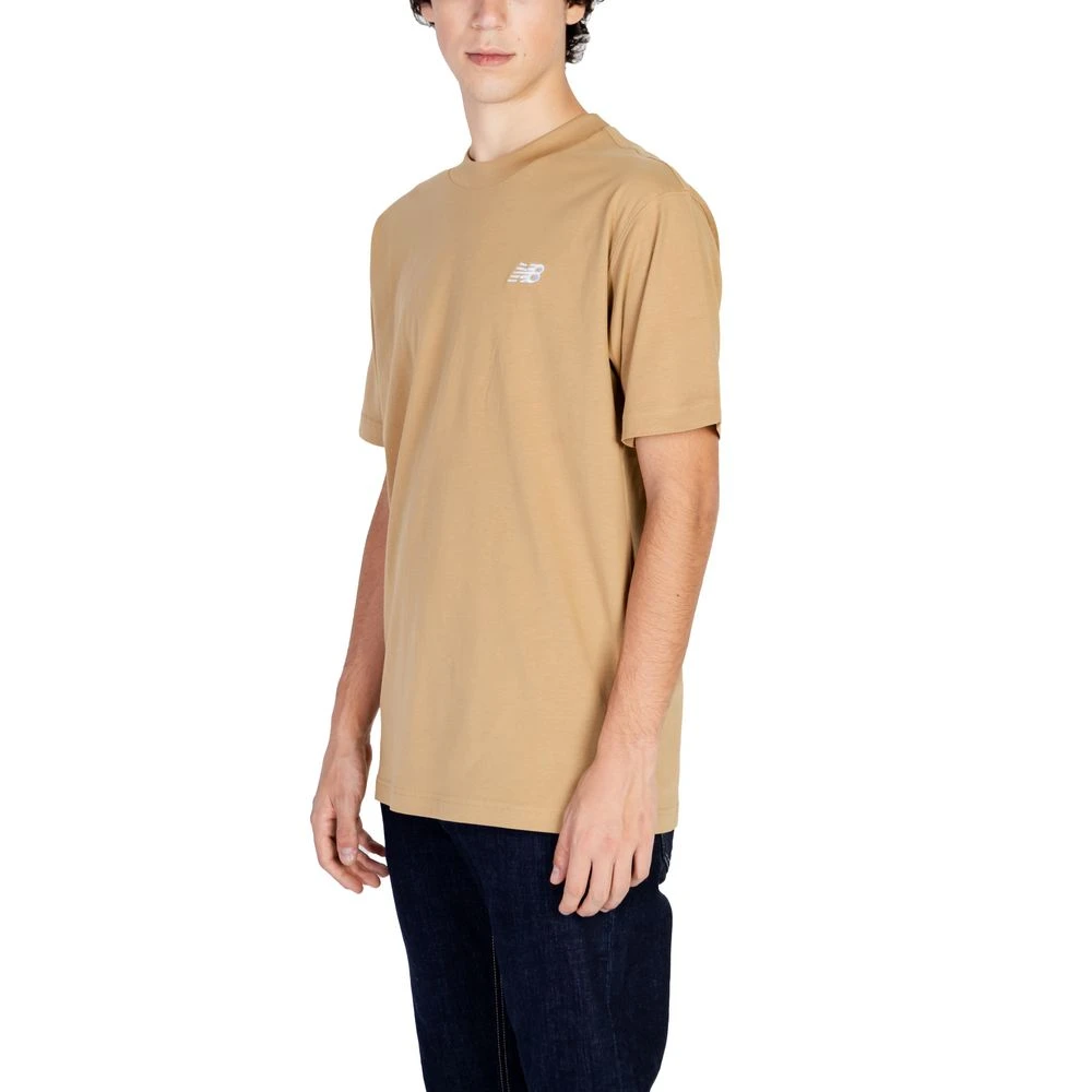 New Balance Beige Katoenen Heren T-shirt Lente Zomer Collectie Beige Heren