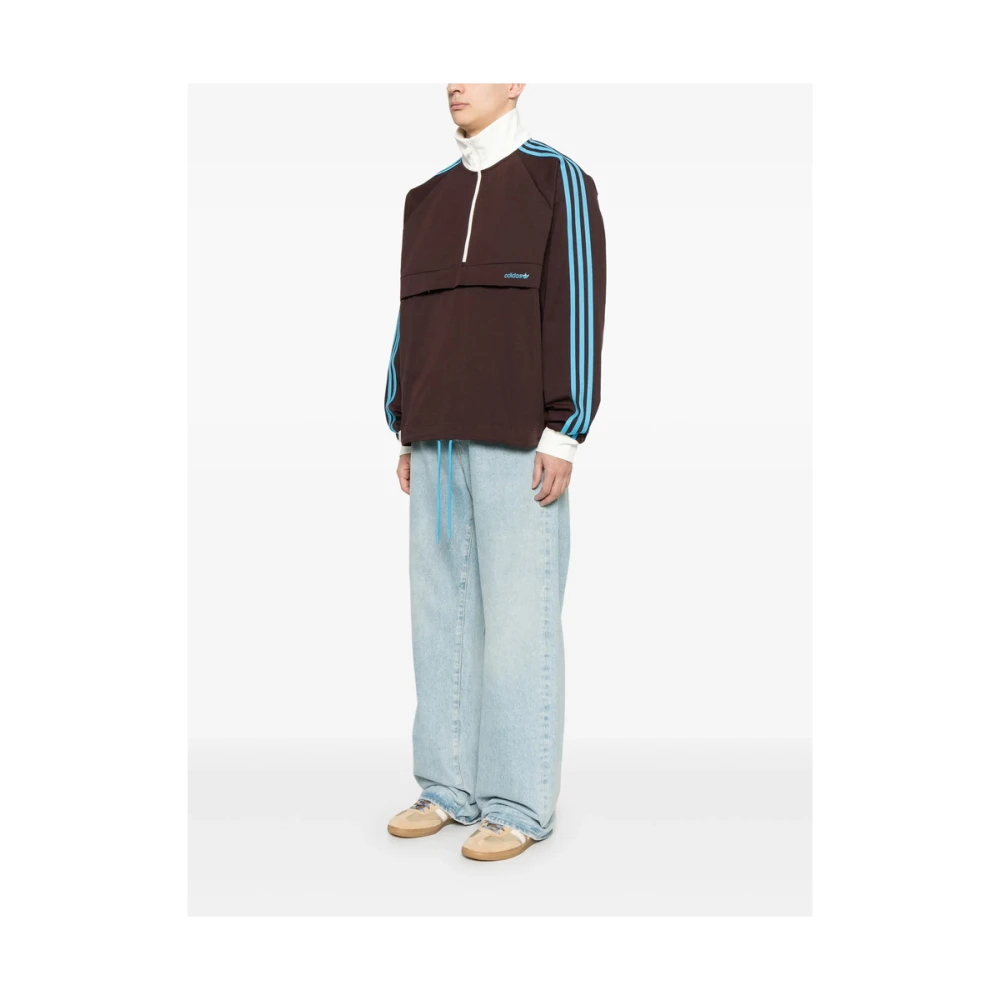 Adidas Bruine Sweater met Rits aan de Voorkant en Aantrekkoord Brown Heren
