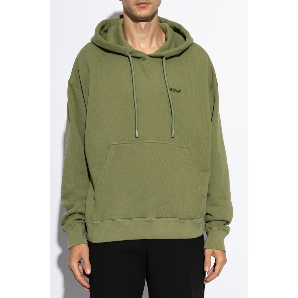 Off White Sweatshirt met logo Green Heren