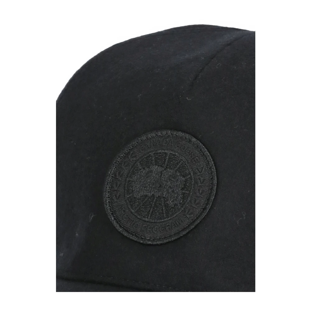 Canada Goose Zwarte wollen baseballpet met logopatch Black Heren