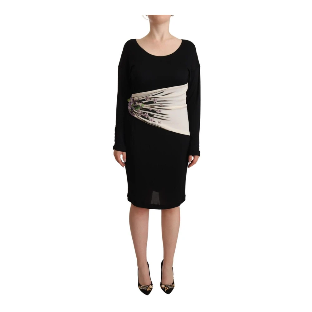 Roberto Cavalli Women's Black/Silver Sheath Knee Length Dress