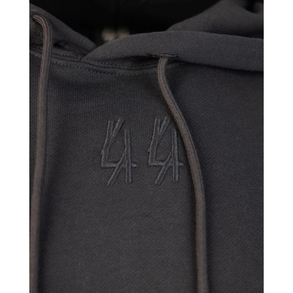 44 Label Group Zwarte hoodie met verstelbaar trekkoord Black Heren