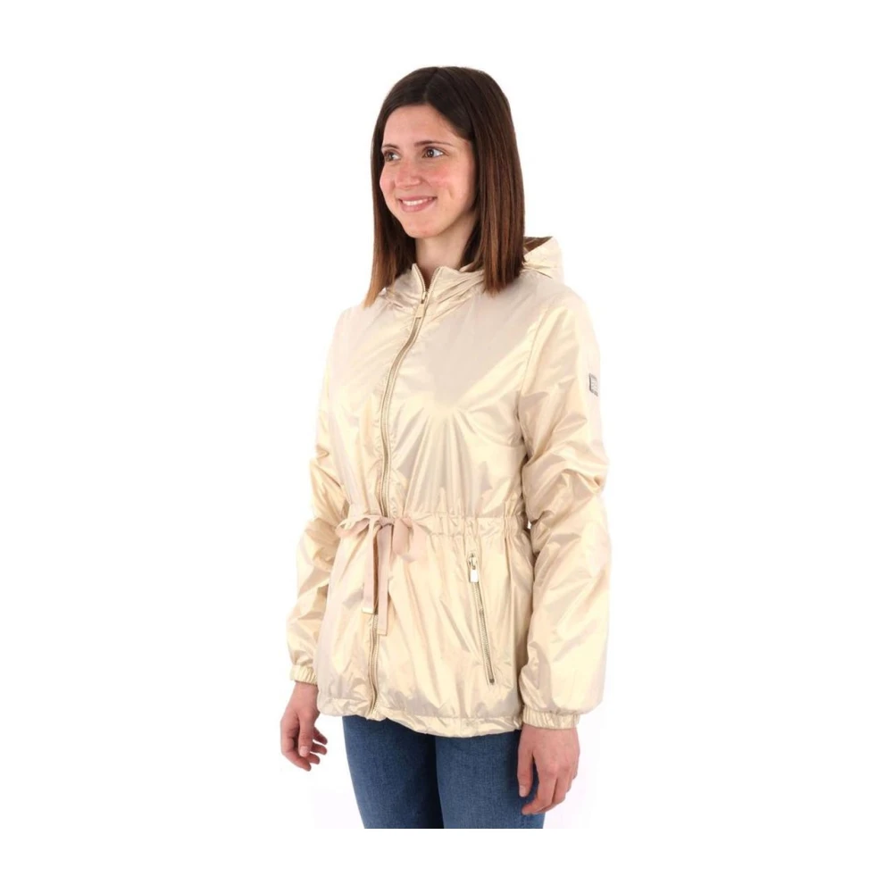 YES ZEE Zilver Nylon Mesh Voering Jas Beige Dames