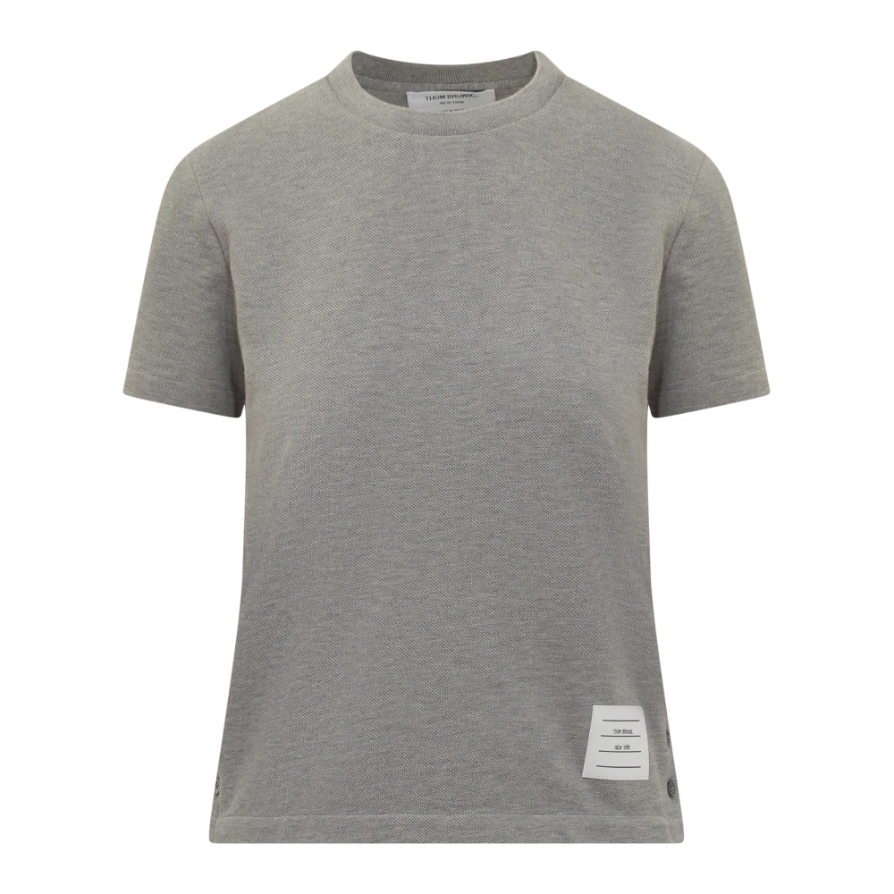 Thom Browne T-shirt met Korte Mouwen en Logo Gray Dames
