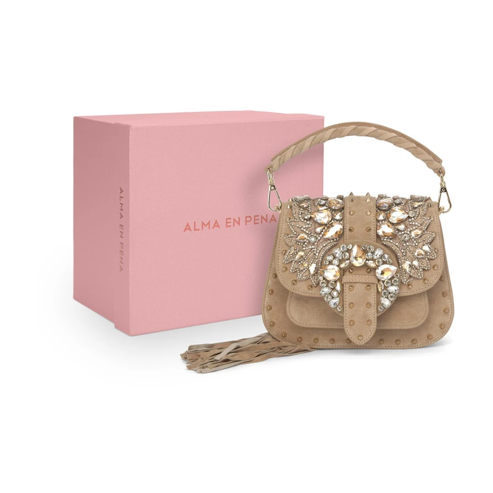 Alma en Pena Studded schoudertas Beige Dames