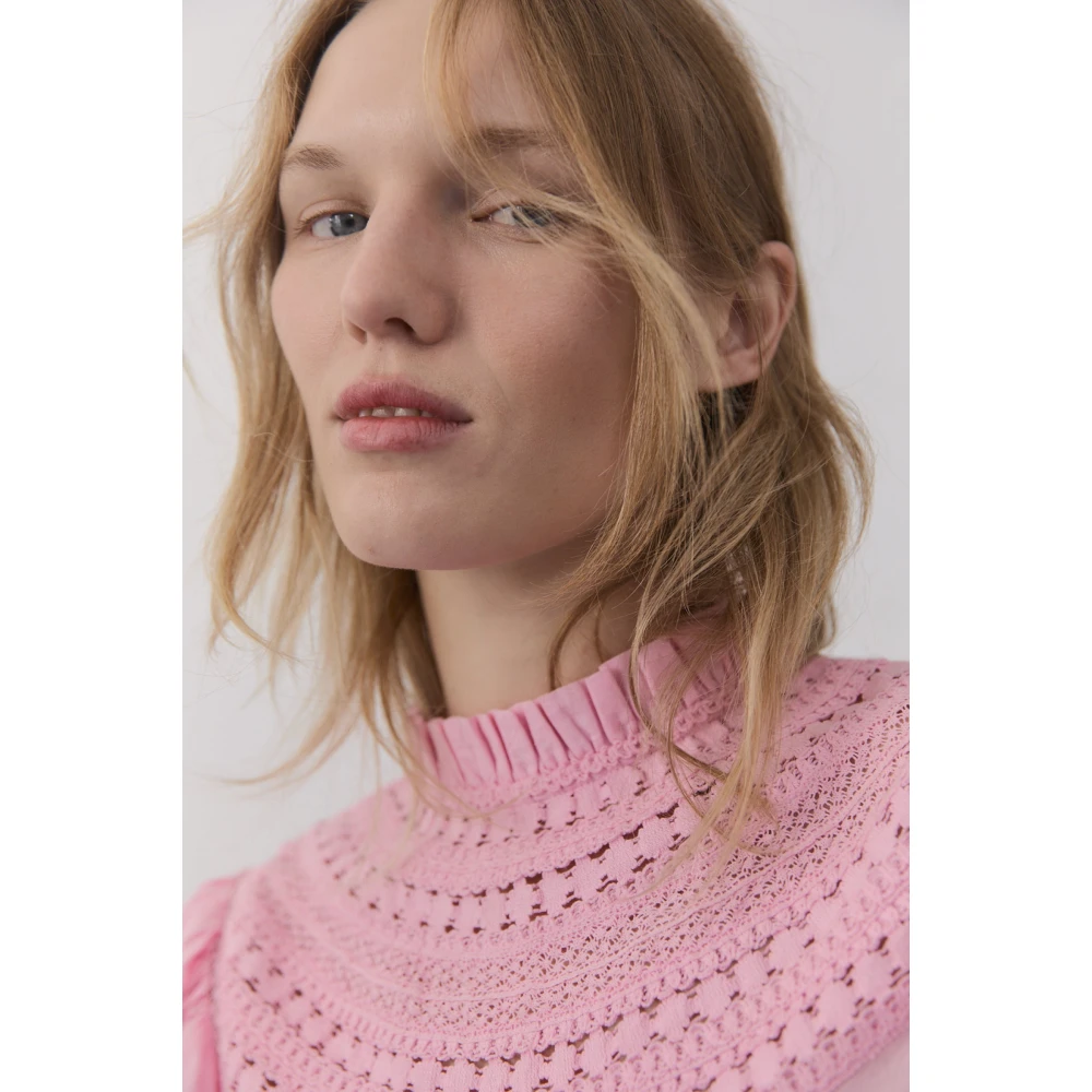The New Society Elegante Kant Blouse Roze Pink Dames