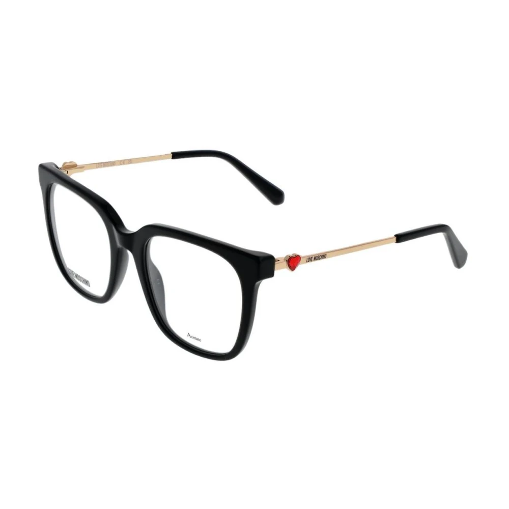 Love Moschino Zwarte Rechthoekige Optische Monturen met Acetaat Black Dames