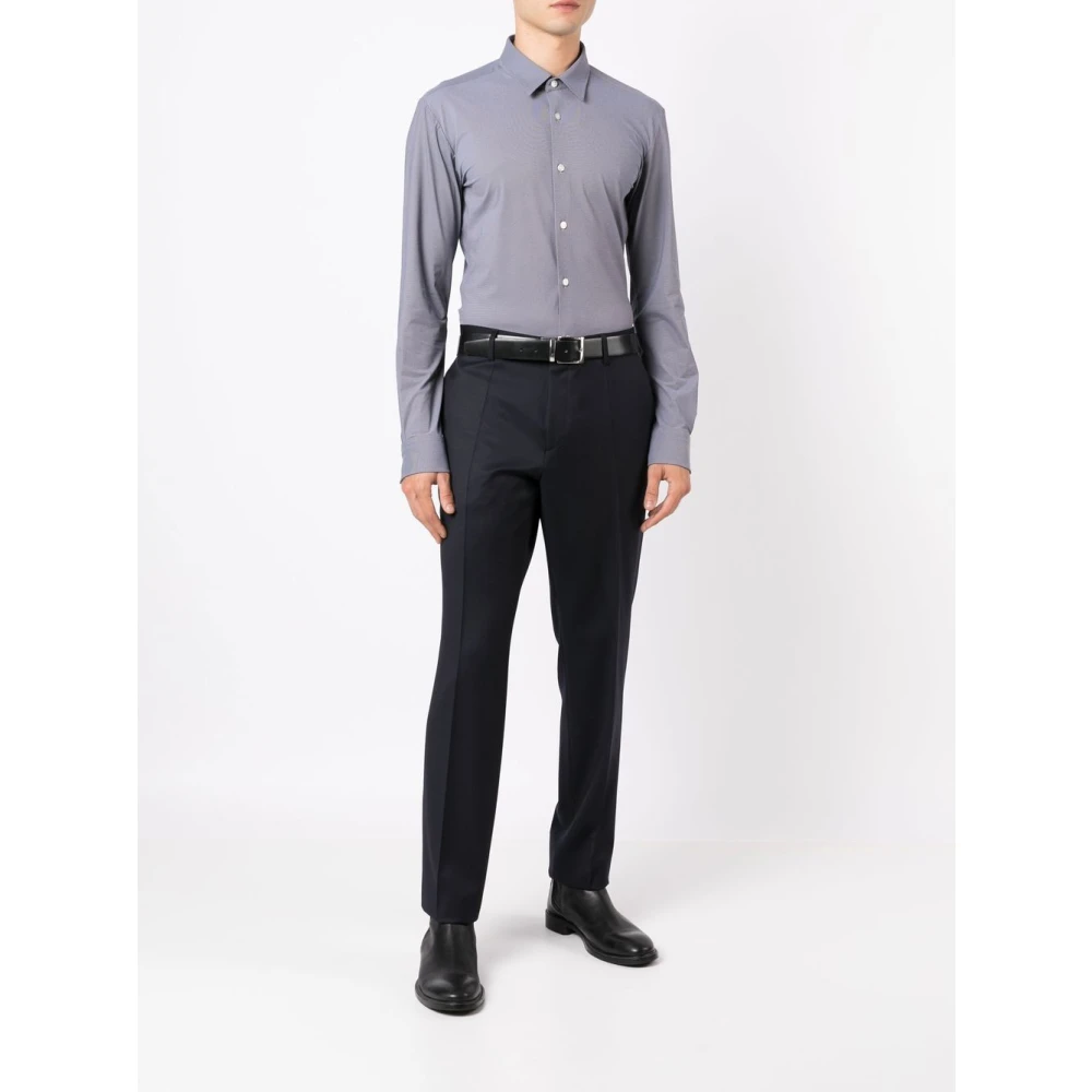 Hugo Boss Slim Blauwe Wollen Broek met Persvouw Blue Heren