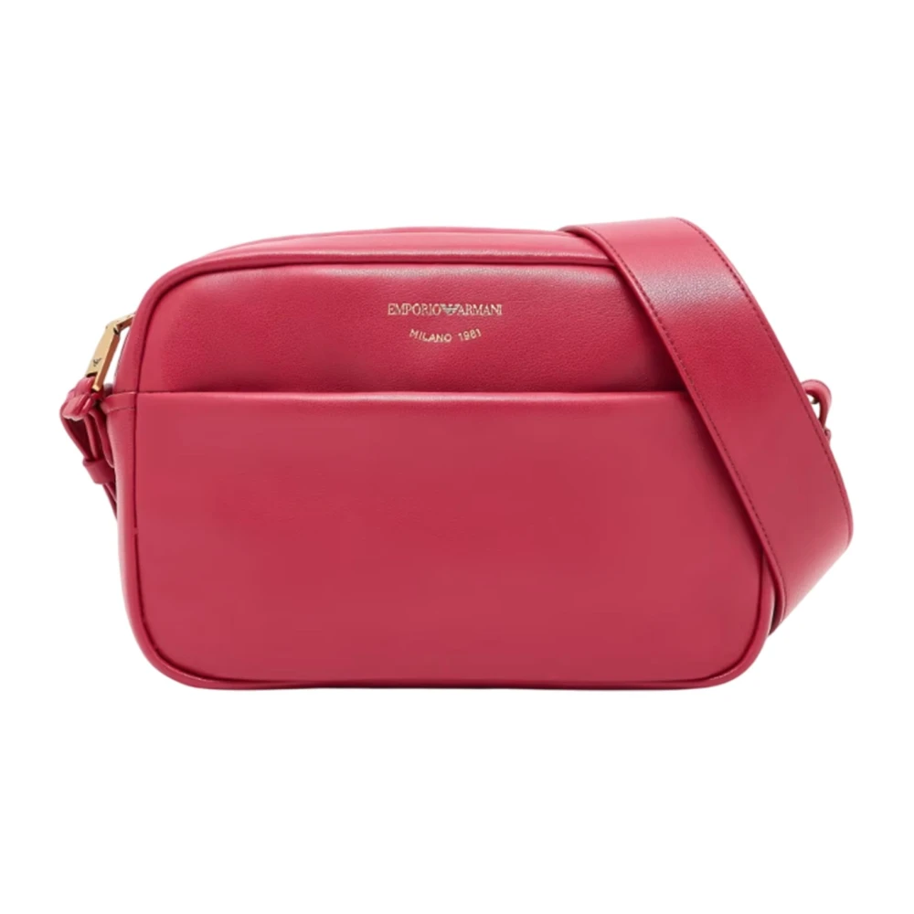 Emporio Armani Women's Red Logo Serigrafato Adjustable Shoulder Bag
