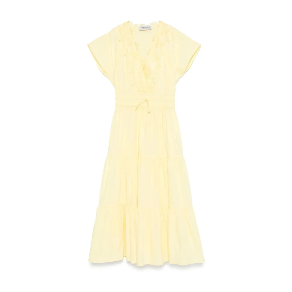 Ermanno Scervino Elegante Zwarte Cocktailjurk Yellow Dames