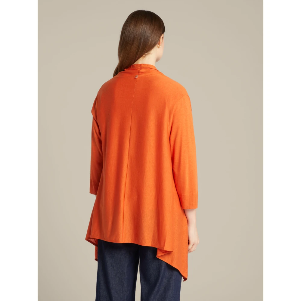 Elena Mirò Lang Licht Gebreid Vest Orange Dames