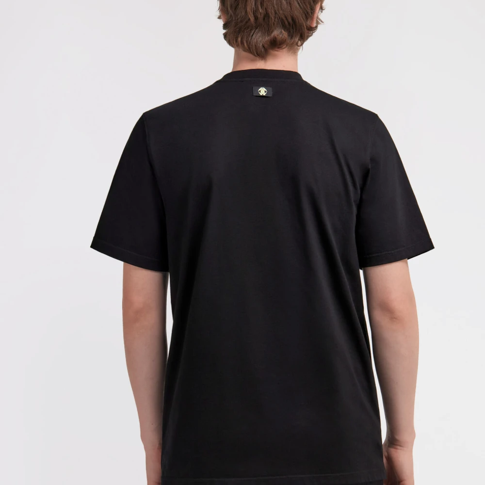 Roberto Cavalli T-shirt met bandana patchwork print Black Heren