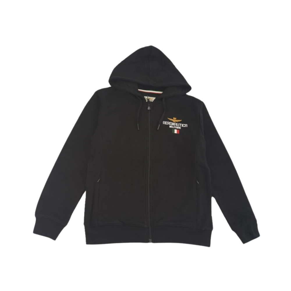 Aeronautica Militare AM Broderad Dragkedja Hoodie Black, Pojke