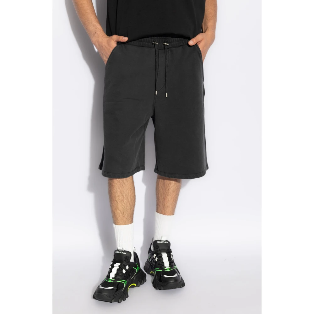 Balmain Shorts met logo Gray Heren