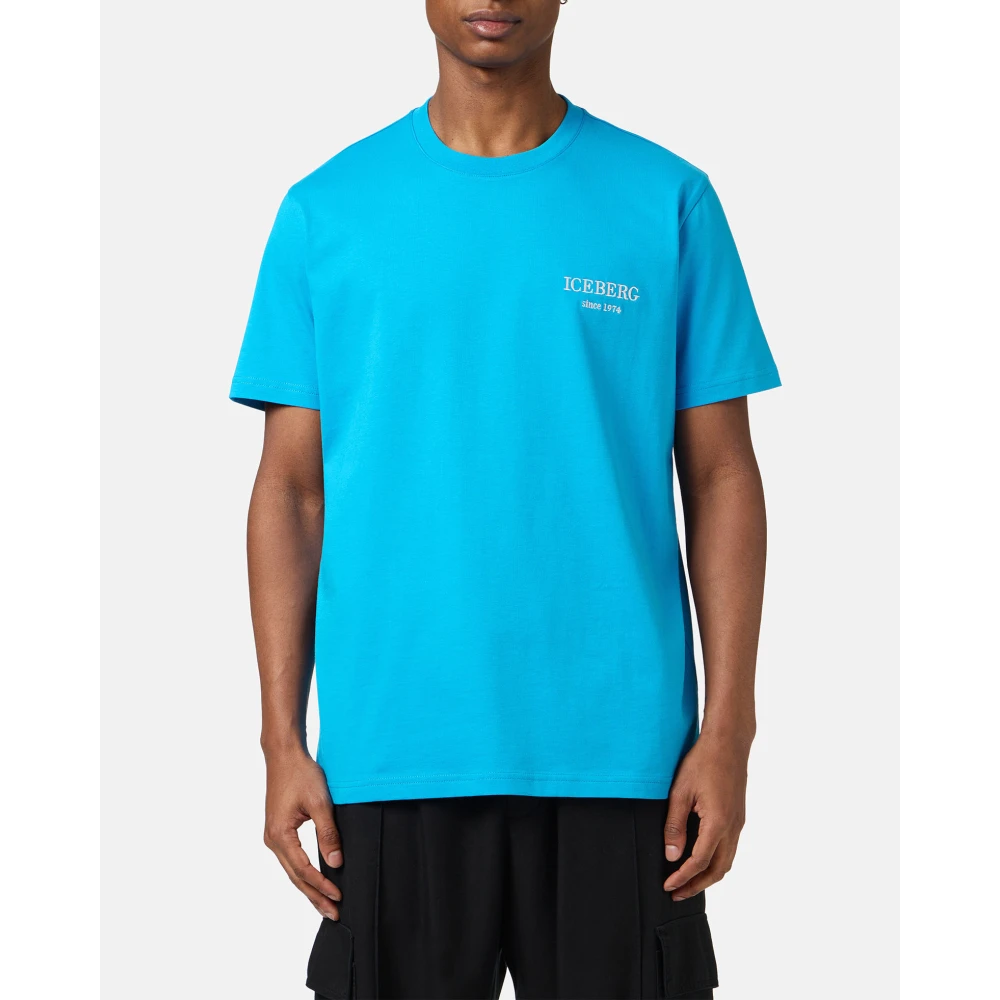 Iceberg Kobaltblauwe klassieke regular fit jersey T-shirt Blue Heren