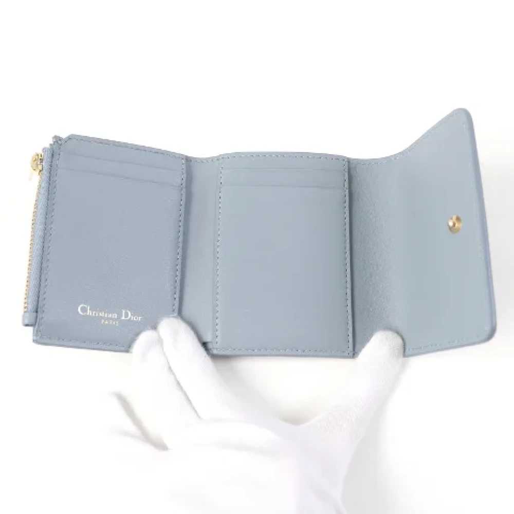 Dior Vintage Pre-owned Leather wallets Blue Dames