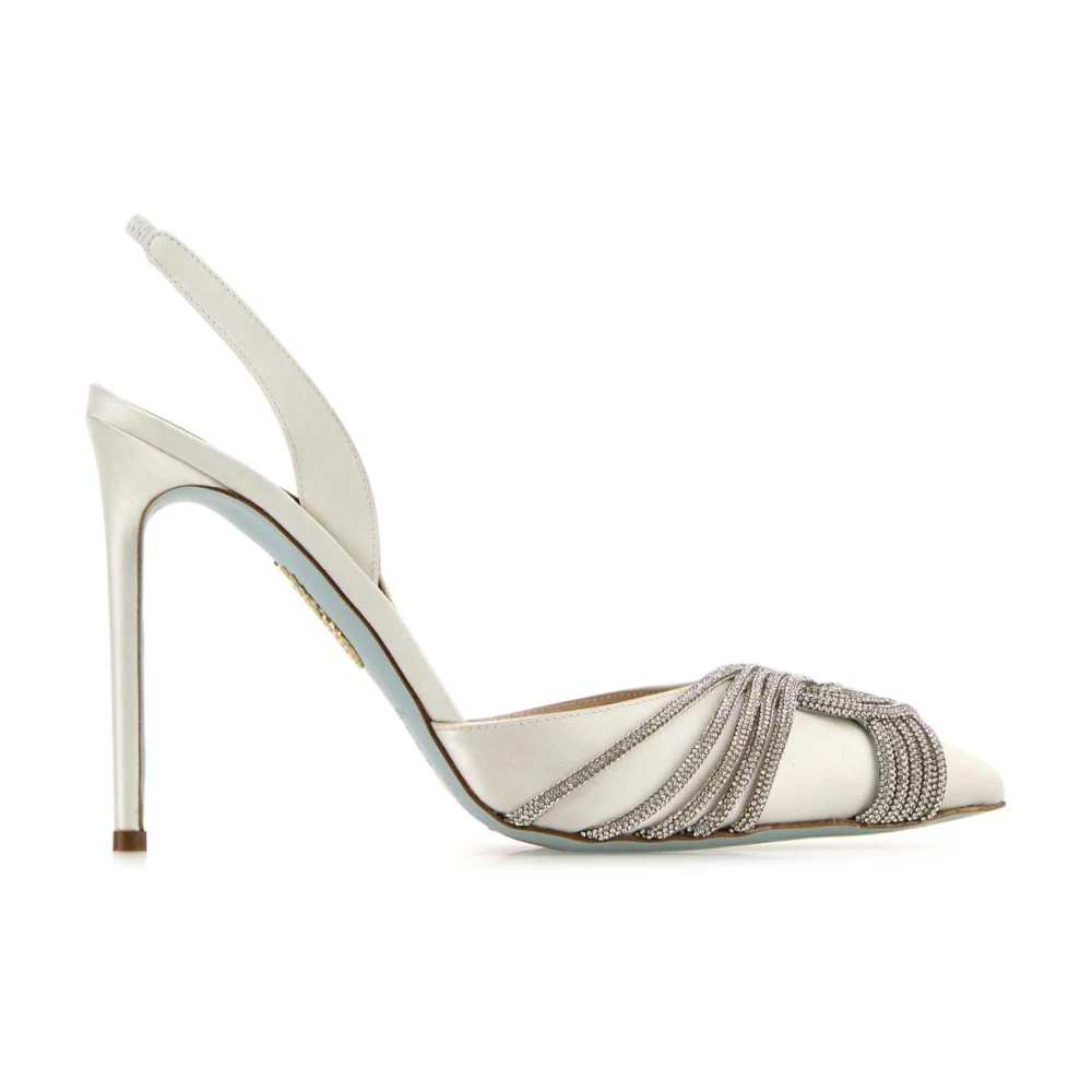 Aquazzura Gatsby Sling Embellished Satin Pumps White, Dam