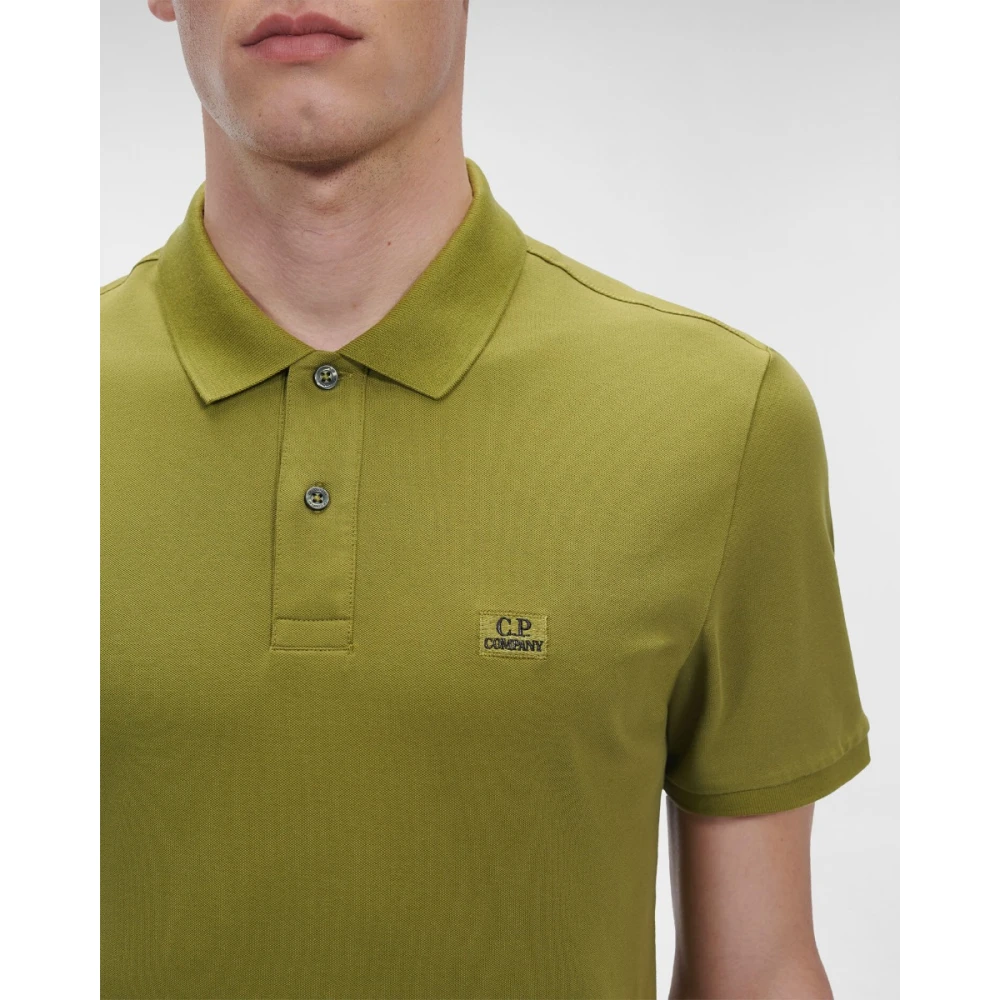 C.P. Company Slim Fit Logo Polo in Groen Mos Green Heren