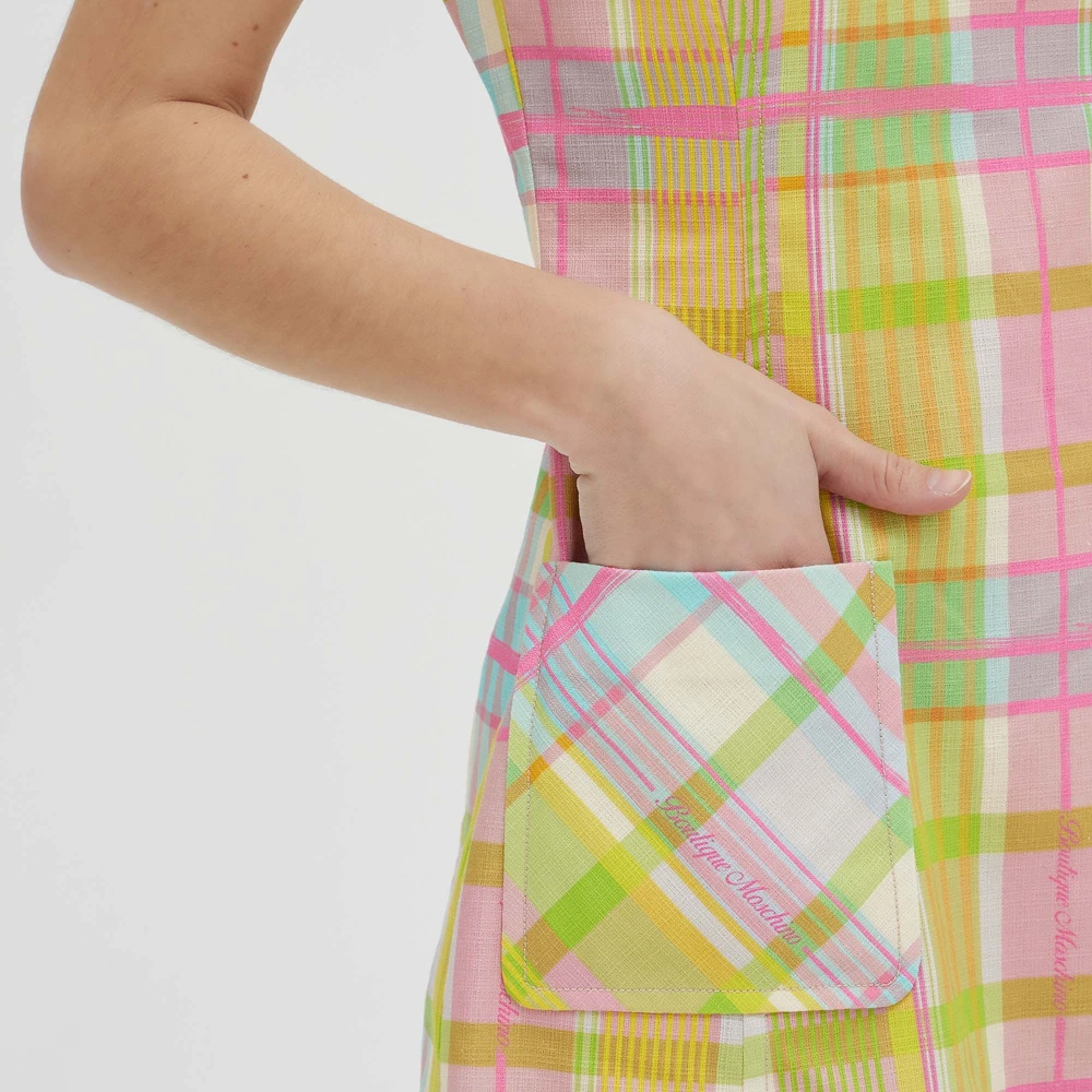 Moschino Mouwloze katoenen jurk met geometrische print Multicolor Dames